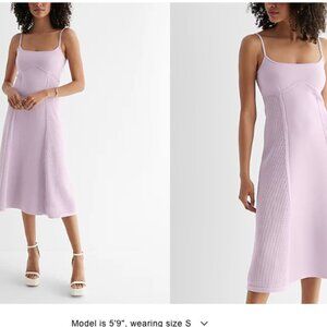 Square Neck Crochet Underwire Midi Sweater Dress